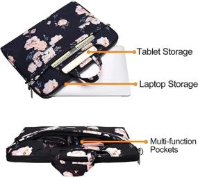 img 3 attached to MOSISO Laptop Shoulder Bag Compatible With MacBook Air/Pro, 13-13.3 Inch Notebook,Compatible With MacBook Pro 14 Inch 2021 2022 M1 Pro/Max A2442, Camellia Carrying Sleeve With Belt, Black