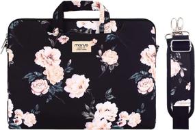 img 4 attached to MOSISO Laptop Shoulder Bag Compatible With MacBook Air/Pro, 13-13.3 Inch Notebook,Compatible With MacBook Pro 14 Inch 2021 2022 M1 Pro/Max A2442, Camellia Carrying Sleeve With Belt, Black