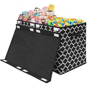 img 1 attached to Large Toy Box Chest For Boys & Girls - 24.5"X13" X16", Flip-Top Lid, Divider, Collapsible Storage Bins For Nursery, Playroom, Closet & Living Room | Homyfort (Black)