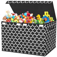 large toy box chest for boys & girls - 24.5"x13" x16", flip-top lid, divider, collapsible storage bins for nursery, playroom, closet & living room | homyfort (black) logo