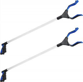 img 4 attached to Rirether 2-Pack 36 Inch Grabber Tool For Elderly, Non-Foldable Aluminum Alloy Reacher Grabber With Magnetic Tip And Hook, Rotating Gripper, Wide Jaw Reaching Aid (36 Inch, Blue)