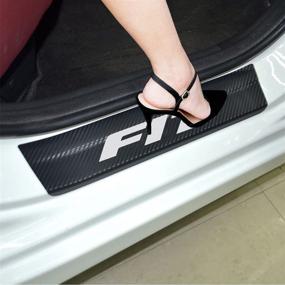 img 4 attached to SENYAZON FIT Decal Sticker Carbon Fibre Vinyl Reflective Car Door Sill Decoration Scuff Plate For Honda FIT (Silver)