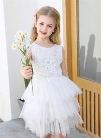 img 2 attached to 👗 Qmislg Girls Dresses: Adorable Backless Flower Girls' Clothing in Stylish Dresses