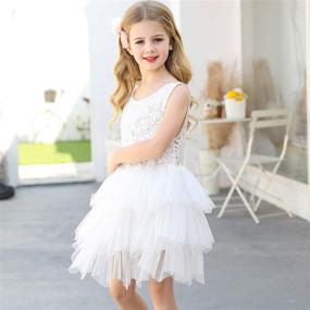 img 1 attached to 👗 Qmislg Girls Dresses: Adorable Backless Flower Girls' Clothing in Stylish Dresses