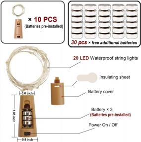 img 3 attached to MUMUXI Cork Wine Bottle Lights - упаковка из 10 простых в использовании светодиодных фонарей на Рождество, в помещении и на улице