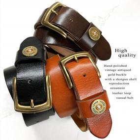 img 2 attached to Genuine Leather Jean Belt With 1-1/2"(38Mm) Wide Shotgun Shell Concho Accent