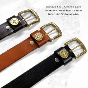 img 1 attached to Genuine Leather Jean Belt With 1-1/2"(38Mm) Wide Shotgun Shell Concho Accent