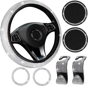 img 4 attached to 💎 Enhance Your Car's Style with 7-Piece Bling Car Accessories Set for Women and Girls