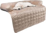 35x35 beige pet furniture protector cover with shredded memory foam, 3-sided bolster, and soft plush fabric - ideal for dogs and cats - by petmaker logo