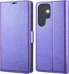 galaxy s22 ultra 5g wallet case, pu leather flip folio with card holders rfid blocking kickstand shockproof tpu inner shell phone cover 6.8 inch (2022) - ocase purple logo