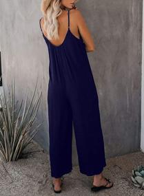 img 3 attached to Women'S Casual Summer Jumpsuit With Pockets - Sleeveless Wide-Leg Romper In Blue - Size Medium