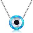 kaletine round evil eye necklace sterling silver 925 blue synthetic opal pendant adjustable chain 16"+2" extender logo