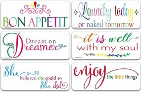 img 4 attached to SOOQOO Word Stencils For Painting - Large Quote Stencils For Painting On Wood Wall Canvas Fabrics – Reusable Inspirational Word Stencils For Home Decor And DIY Craft (Pack-6,15X6 Inch)