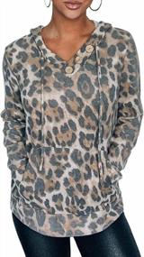 img 4 attached to Women'S Casual Animal Print Hoodie Sweatshirt With Kangaroo Pocket Tunic Top - ROSKIKI