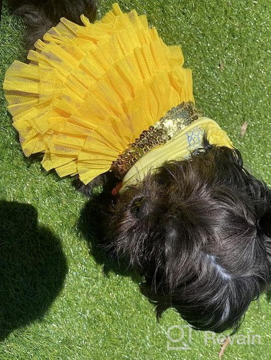 img 1 attached to 🦄 KYEESE Unicorn Tiered Layer Tutu Tulle Dog Birthday Party Dress with Sequins - Perfect for Small Dogs review by Ronnie Dabolt