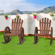 rock in style with kintness wagon wheel wood rocking chair - perfect for your garden or patio logo