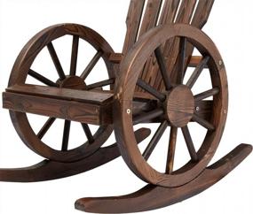 img 1 attached to Rock In Style With KINTNESS Wagon Wheel Wood Rocking Chair - Perfect For Your Garden Or Patio