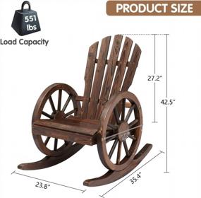 img 3 attached to Rock In Style With KINTNESS Wagon Wheel Wood Rocking Chair - Perfect For Your Garden Or Patio