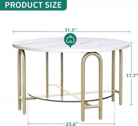 img 3 attached to YITAHOME Round Coffee Table With Storage,White Marble Tabletop And Gold Circle Coffee Table,Sofa Center Table For Dining Room,2-Tier Modern Center Coffee Table For Living Room With Gold Sturdy Frame