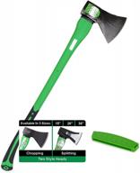 wilfiks 36-inch chopping axe for camping and wood splitting - forged carbon steel maul tool with heat treatment, fiberglass shock reduction handle, and anti-slip grip for kindling logo