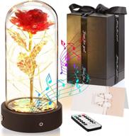 red forever rose with led lights in glass dome - perfect gift for her on birthdays, christmas, anniversaries, and valentine's day. includes a beautiful music box and ideal for women, wife, and moms! logo