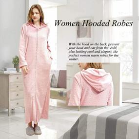 img 3 attached to Winter Comfort: Women'S Long Hooded Zipper Bathrobe In Soft Flannel Fleece For Cozy Nights!