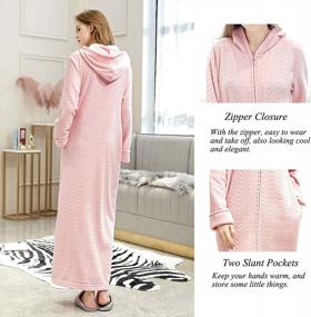 img 2 attached to Winter Comfort: Women'S Long Hooded Zipper Bathrobe In Soft Flannel Fleece For Cozy Nights!