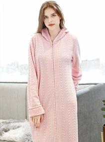 img 1 attached to Winter Comfort: Women'S Long Hooded Zipper Bathrobe In Soft Flannel Fleece For Cozy Nights!