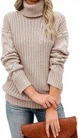 img 3 attached to Женский теплый свитер крупной вязки с водолазкой большого размера - вязаный пуловер с длинным рукавом и джемпер-топ от Saodimallsu