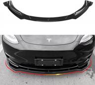 glossy black xipoo fit front lip spoiler wing with side body kit trim protection for tesla model y 2020-2022 accessories - front bumper lip splitter for enhanced style and protection logo