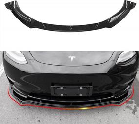 img 4 attached to Glossy Black Xipoo Fit Front Lip Spoiler Wing With Side Body Kit Trim Protection For Tesla Model Y 2020-2022 Accessories - Front Bumper Lip Splitter For Enhanced Style And Protection