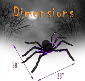 img 3 attached to Halloween Haunters Large 28-Inch Realistic Black Spider Prop Decoration With 26 Purple LED Lights - Creepy Crawly Fury Legs For Spooky Ambiance