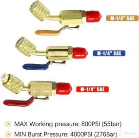 img 2 attached to 🔒 Apeixoto Angled Compact Ball Valve: 1/4'' SAE Thread R410A R134A R12 R22 R134A Shut Valve for HVAC Refrigerant Tool (3-Piece Set)