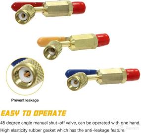 img 1 attached to 🔒 Apeixoto Angled Compact Ball Valve: 1/4'' SAE Thread R410A R134A R12 R22 R134A Shut Valve for HVAC Refrigerant Tool (3-Piece Set)