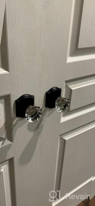 img 1 attached to Satin Brass Finish Crystal Glass Door Knob And Deadbolt Combo Set For Passage Doors By CLCTK review by Richard Ahmar