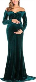 img 4 attached to Capture Beautiful Memories With JustVH Velvet Maternity Photography Dress