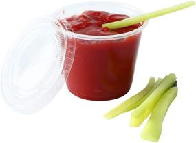 img 1 attached to 🥣 [200 Sets] 1oz Small Plastic Containers With Lids, Plastic Cups With Lids for Jello Shots, Souffle Cups, Condiment Sauce Cups