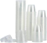 🥣 [200 sets] 1oz small plastic containers with lids, plastic cups with lids for jello shots, souffle cups, condiment sauce cups logo