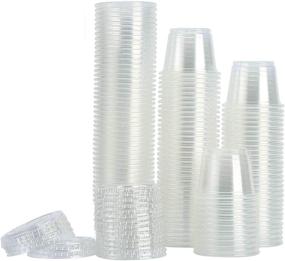 img 4 attached to 🥣 [200 Sets] 1oz Small Plastic Containers With Lids, Plastic Cups With Lids for Jello Shots, Souffle Cups, Condiment Sauce Cups