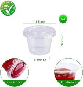 img 3 attached to 🥣 [200 Sets] 1oz Small Plastic Containers With Lids, Plastic Cups With Lids for Jello Shots, Souffle Cups, Condiment Sauce Cups