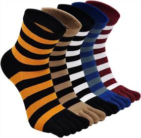 img 4 attached to 🧦 Cotton Running Toe Socks for Men - CaiDieNu Five Finger Crew Socks