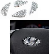 🚘 maxmilo car interior bling accessories for hyundai sonata elantra ix35 ix25 tucson verna mistra accent - steering wheel sign logo with 3d rhinestone decals cover логотип