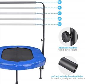 img 1 attached to Adjustable Foam Handle Oval Trampoline For 2 People Home Workouts - WinSpin 60X38 With Jumping Mat