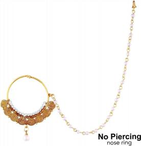 img 2 attached to Очаровательное кольцо в носу с жемчугом Aheli Nath с жемчужной цепочкой для невест и свадеб - традиция встречает элегантность!