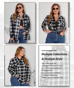 img 1 attached to Plus Size Plaid Flannel Shirt For Women - LALAGEN Long Sleeve Button Down Blouse Tops (L-5X)