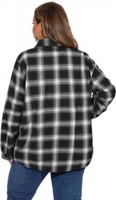 img 3 attached to Plus Size Plaid Flannel Shirt For Women - LALAGEN Long Sleeve Button Down Blouse Tops (L-5X)