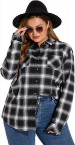 img 4 attached to Plus Size Plaid Flannel Shirt For Women - LALAGEN Long Sleeve Button Down Blouse Tops (L-5X)
