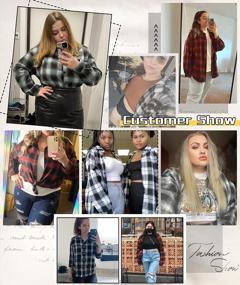 img 2 attached to Plus Size Plaid Flannel Shirt For Women - LALAGEN Long Sleeve Button Down Blouse Tops (L-5X)