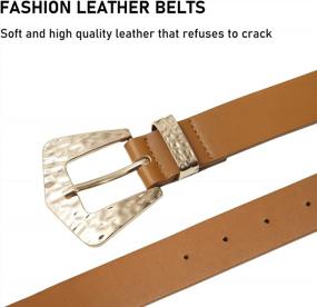 img 2 attached to Women'S Leather Belts With Gold Hammered Buckle - Kajeer Fashion Jeans Belt For Women