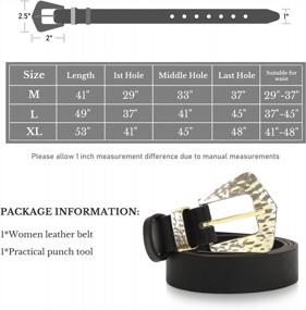 img 1 attached to Women'S Leather Belts With Gold Hammered Buckle - Kajeer Fashion Jeans Belt For Women